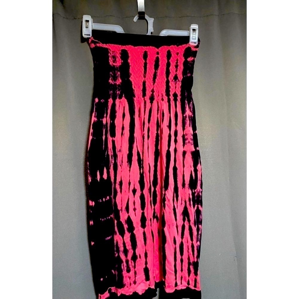 Exist Tie Dye Beach dress one size Pink and black boho vacation